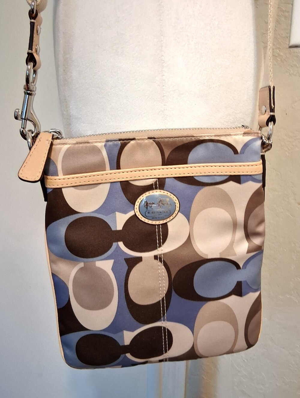 Coach Crossbody Bags Women Purple Brown Adjustable Strap Satin - Picture 14 of 14